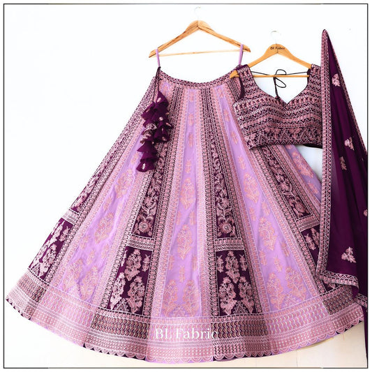 Beautiful Purple color Sequence Embroidery work Lehenga choli for Wedding Function