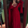 Red Sequin Embellished Kurta Palazzo Set - Image 3