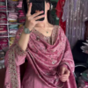 Multicolor silk heavy handwork kurta set with dupatta - Image 6