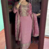 Multicolor silk heavy handwork kurta set with dupatta - Image 7