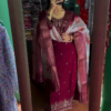 heavy embroidery kurta set with printed dupatta - Image 4