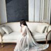 fancy satin white rainbow rfeady to wear saree - Image 3