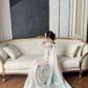 fancy satin white rainbow rfeady to wear saree - Image 5