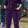 Women Greay Solid Double-Breasted Corduroy Co-Ords Set For luxurious Look - Image 4
