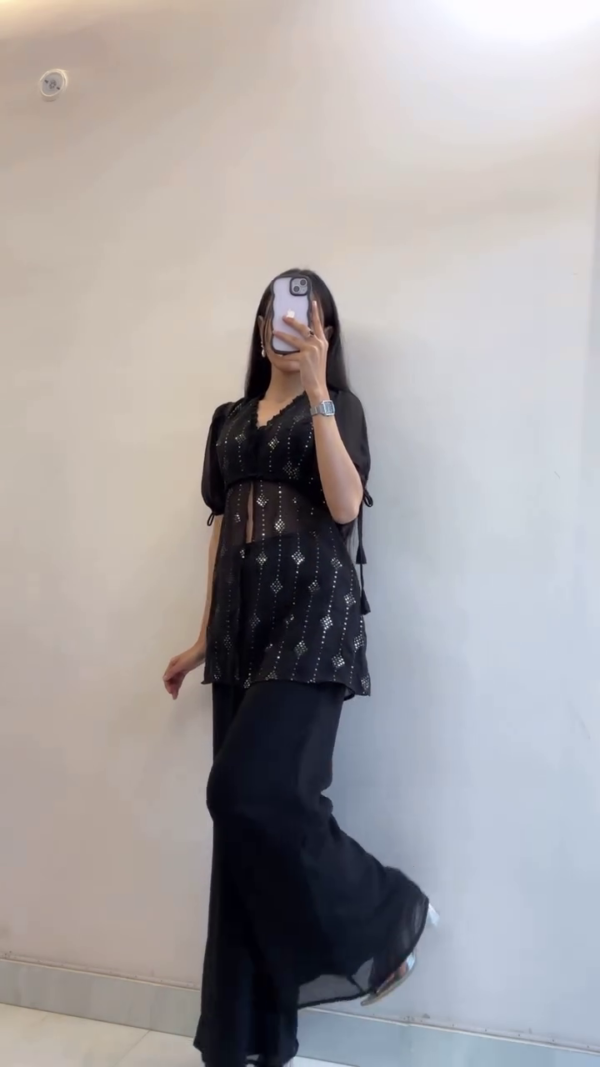 Buy indo street Embroidered Sequined Top With Palazzo - Co-Ords for Women - Image 2