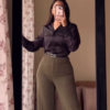 Women Satin Full Sleeve Black Shirt Casual Party with pant - Image 3