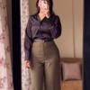 Women Satin Full Sleeve Black Shirt Casual Party with pant - Image 6
