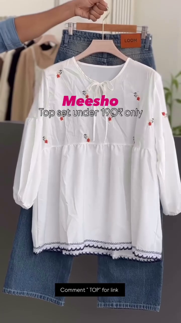 Viscose Rayon Gathered Embroidered Women’s Tunic_1 Top With Pnat