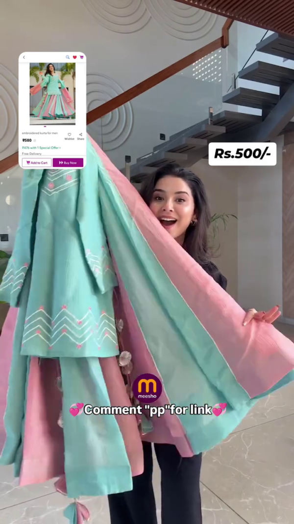 Buy Cloudy Marshmallow cosmos kurta palazzo set - Image 4