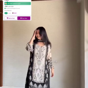 Fancy White Color Chinon Printed Mirror Work Salwar Suit