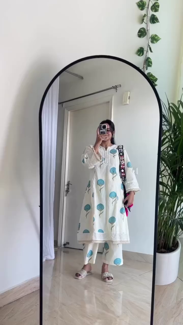 Women Khadi Cotton Kurta Pant Set