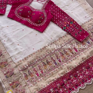 Soft Kashmiri Pashmina silk weaving saree with work blose