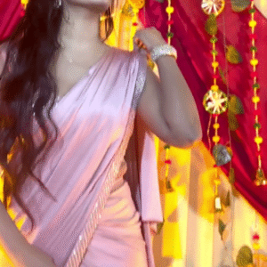 Peachy Peach Drape Ruffle Saree – A Contemporary Twist on Timeless Elegance