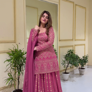 Elegant Pink Ethnic Ensemble – A Perfect Blend of Tradition and Style