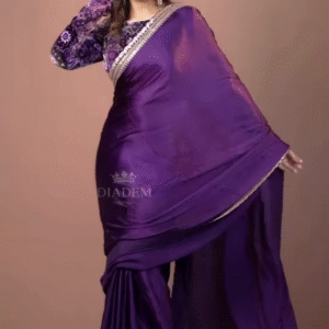 Purple Silk Zari Embroidered Saree Set – A Regal Ensemble of Tradition and Luxury
