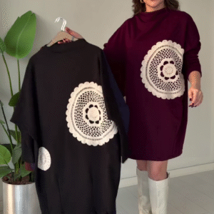 Women’s Tunic Dress with Large Lace Design – Soft Fabric