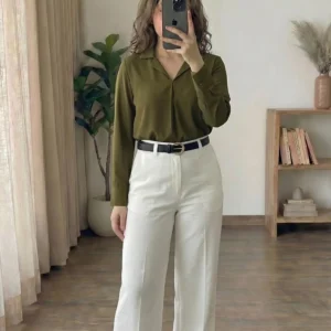 Chic Dark Green Long-Sleeve Shirt – Effortless Everyday Styling