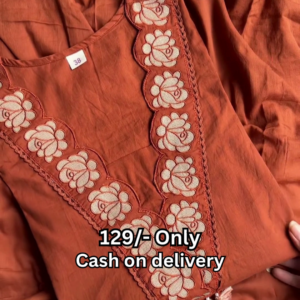 Rust Embroidered Kurta Set – Warm, Elegant & Budget Friendly