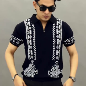 Men's Black Premium Knitted Polo T-Shirt